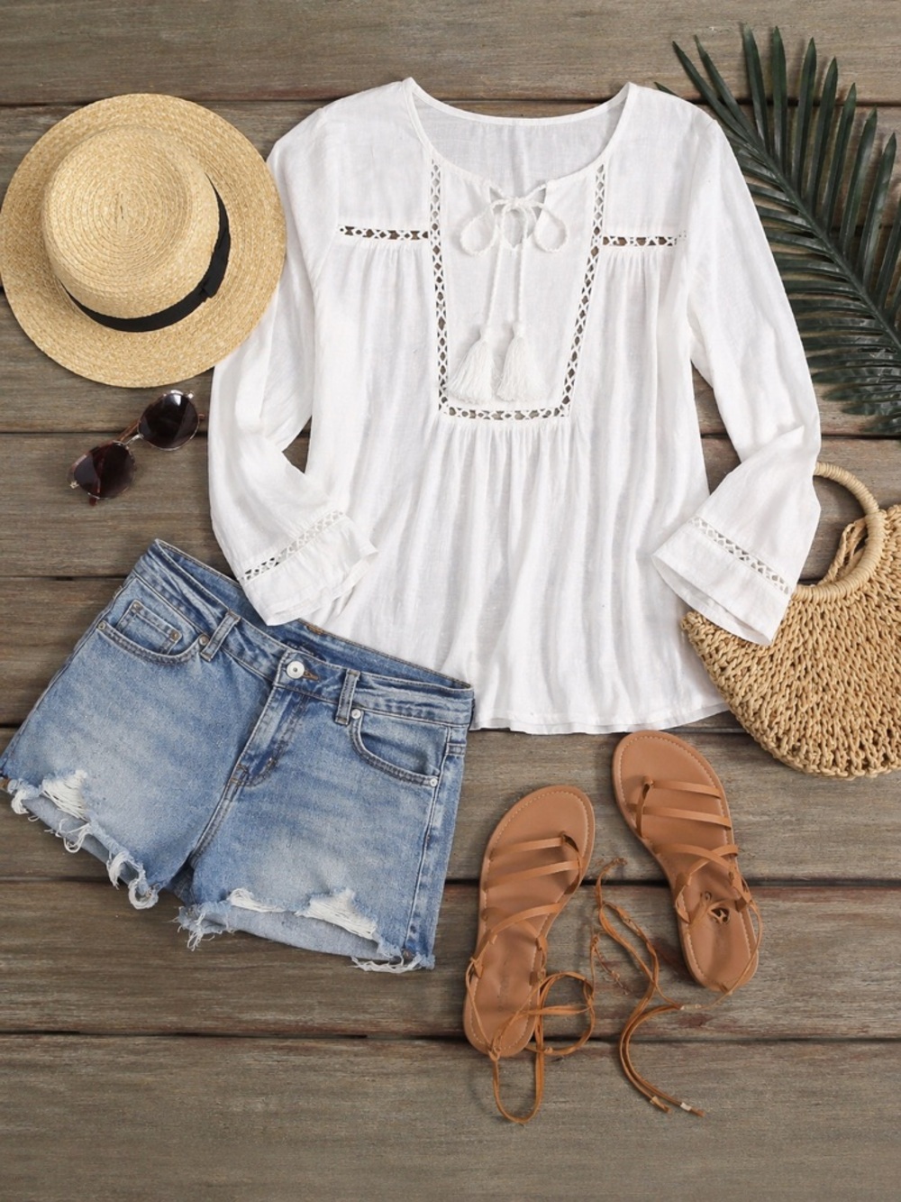 Lilly Pulitzer White Boho Peasant Tunic XS Tassel Tie Neck Resort Top - Picture 4 of 13